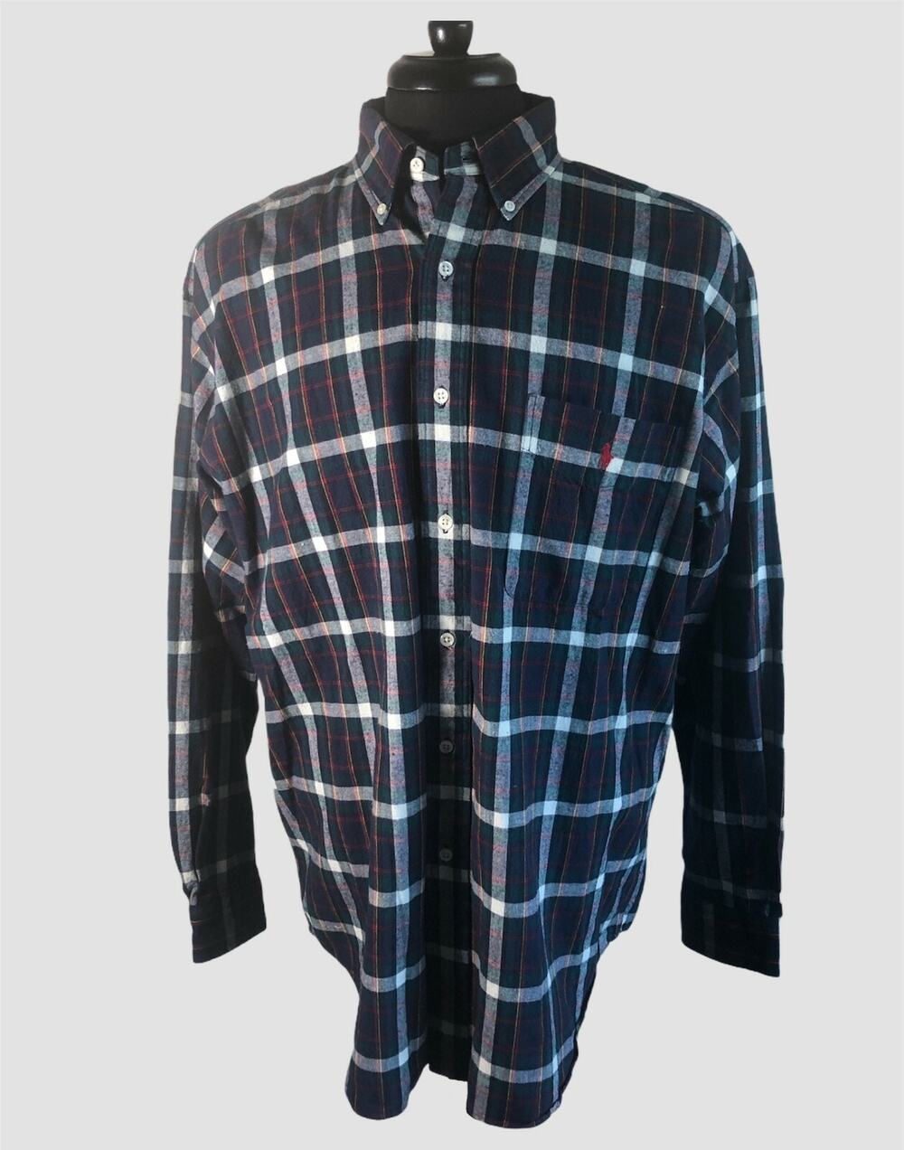 Polo Ralph Lauren Blaire Plaid Button Down Shirt Mens Size Medium Blue Yellow M